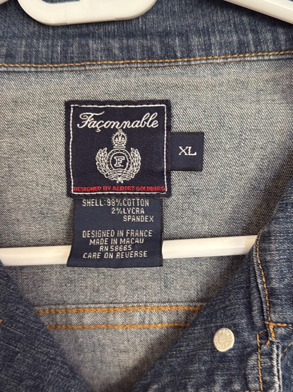 Faconnable Dark Blue Denim Jean Jacket - Picture 2 of 3